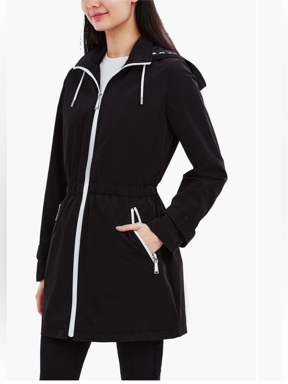 Laundry by Shelli Segal Black Hooded Anorak Windbreaker Jacket